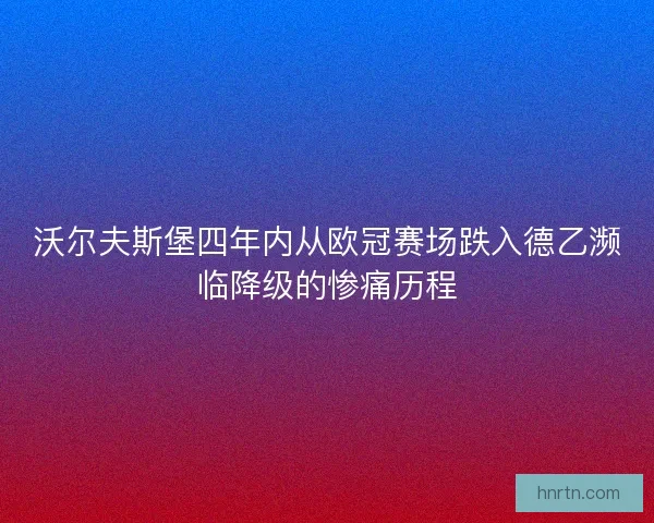 沃尔夫斯堡四年内从欧冠赛场跌入德乙濒临降级的惨痛历程